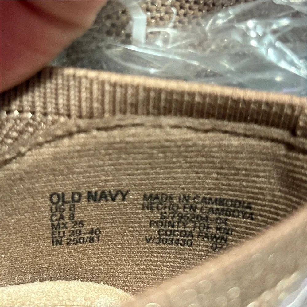 NWT Old Navy Textured Knit Pointy Toe Ballet Flats in Cocoa Fawn Metallic Size 8 - Picture 4 of 13
